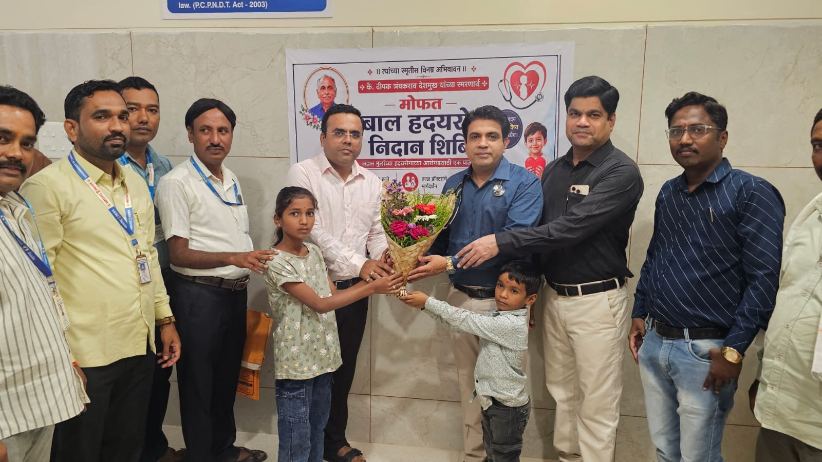 Children waiting to be screened at a free paediatric cardiac camp