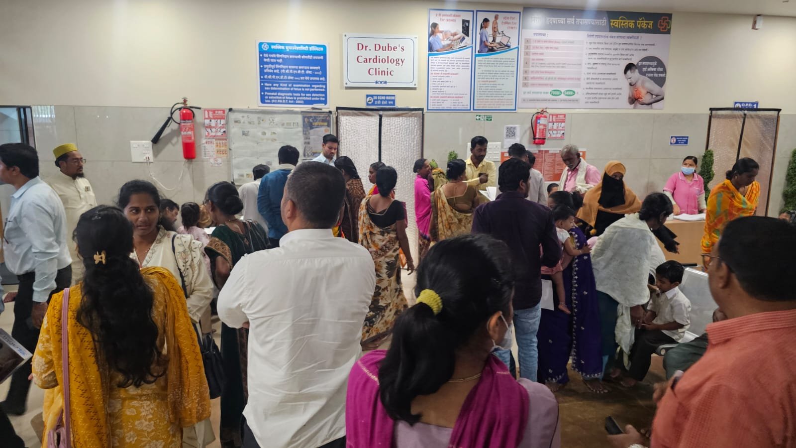 Echocardiography being performed at a community screening camp